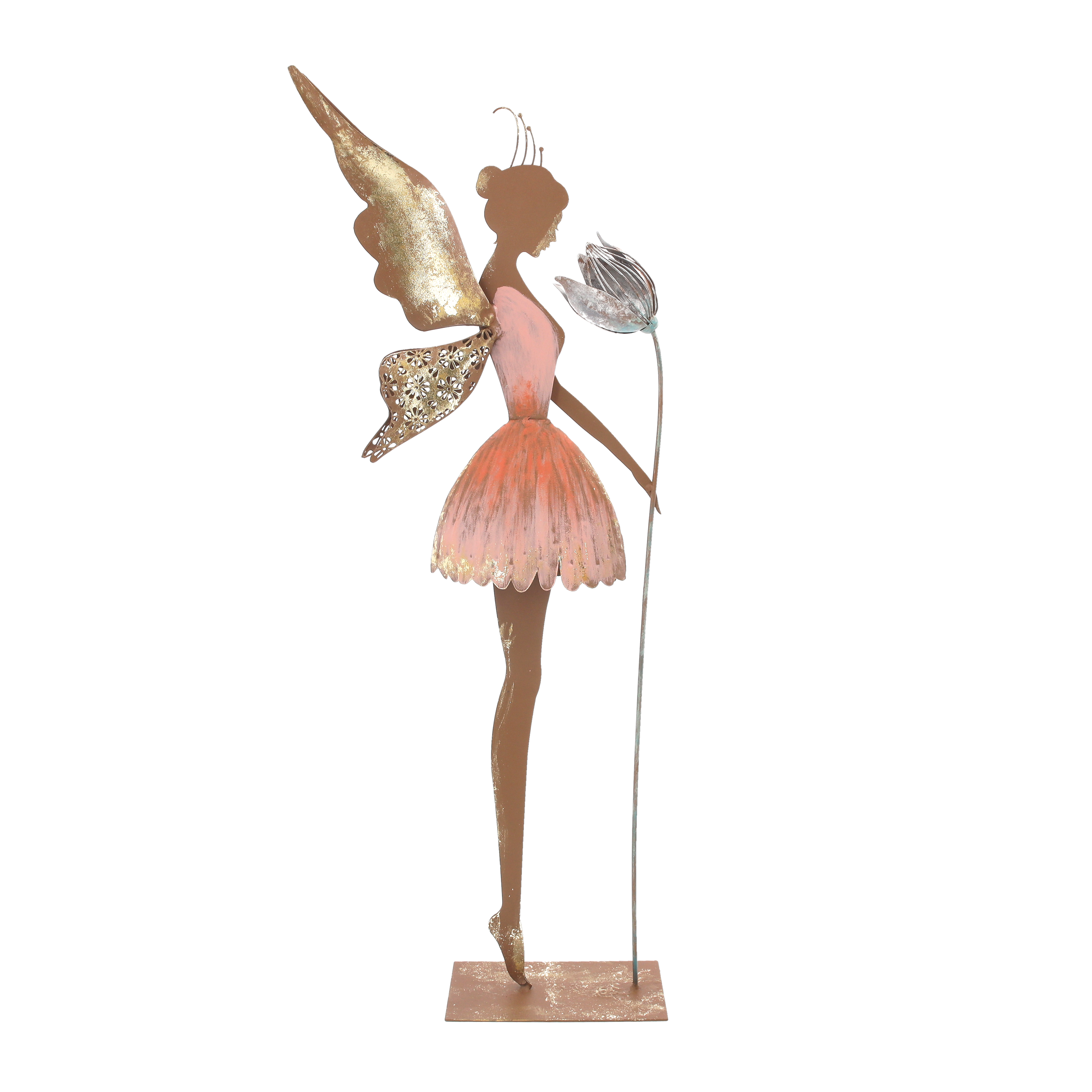 Fatina grande con fiore 75x30x10 cm in ferro corten