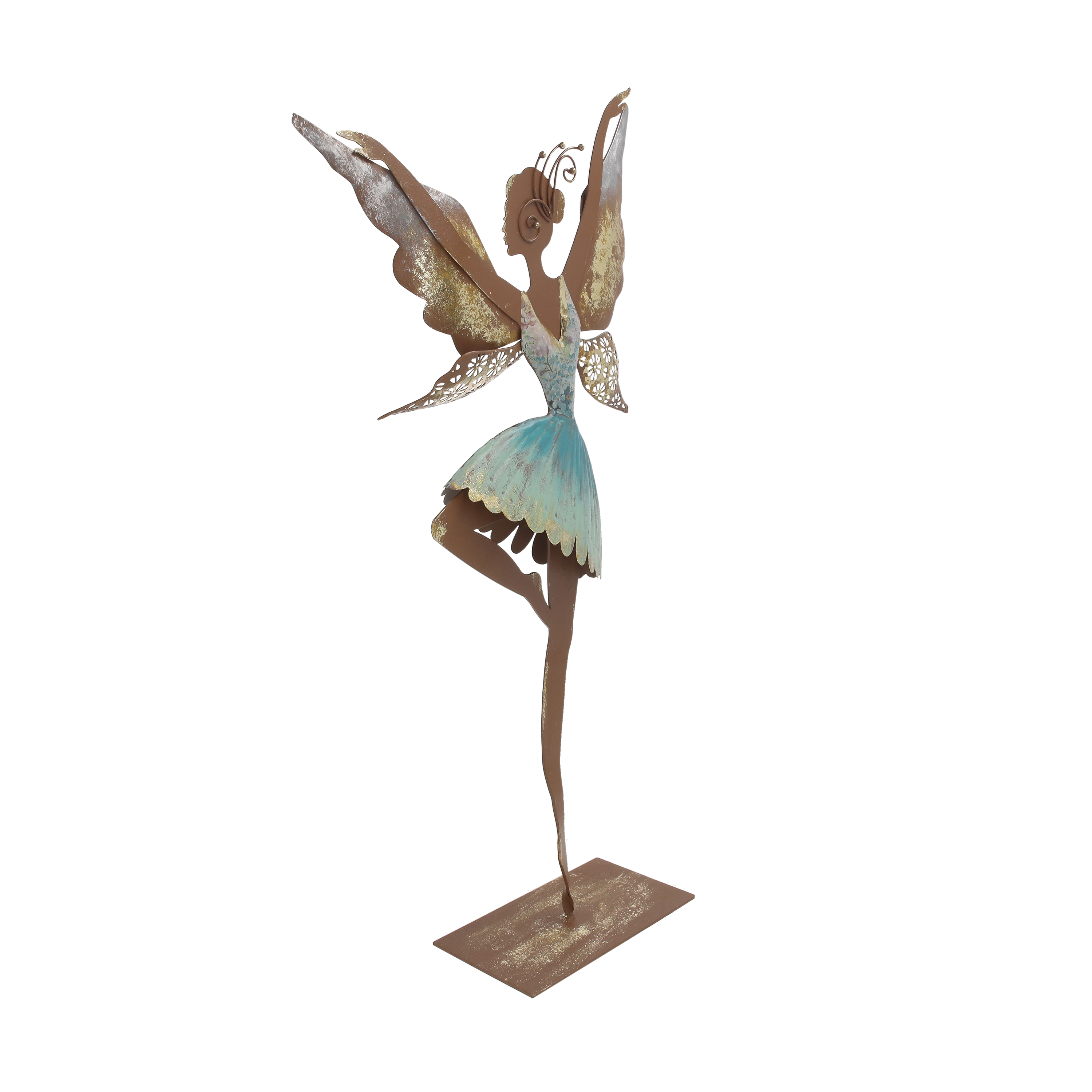 Fatina danzante azzurra 60x32x10 cm in ferro corten
