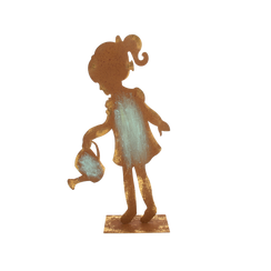 Bimba con innaffiatoio 53x27x10 cm in ferro corten