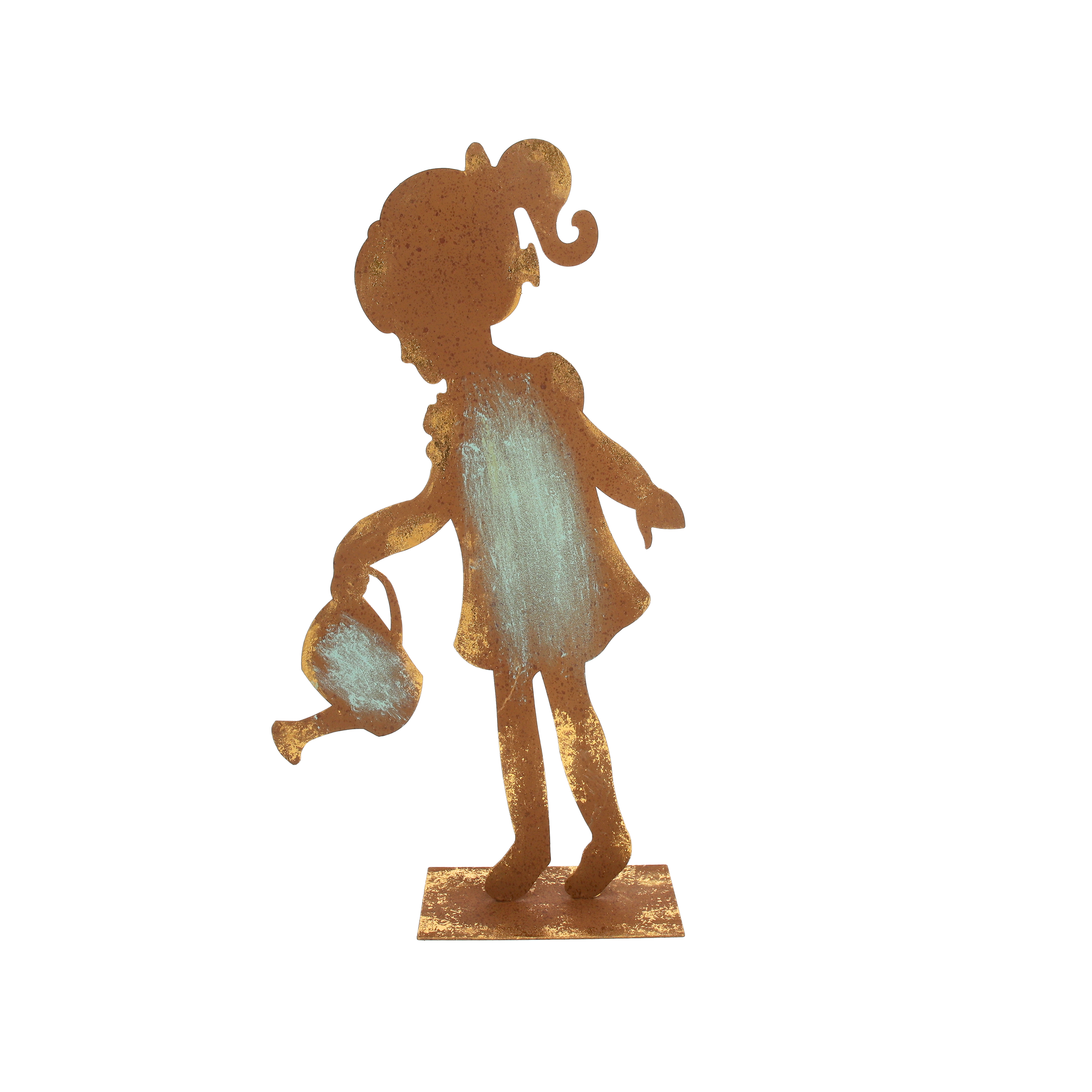 Bimba con innaffiatoio 53x27x10 cm in ferro corten