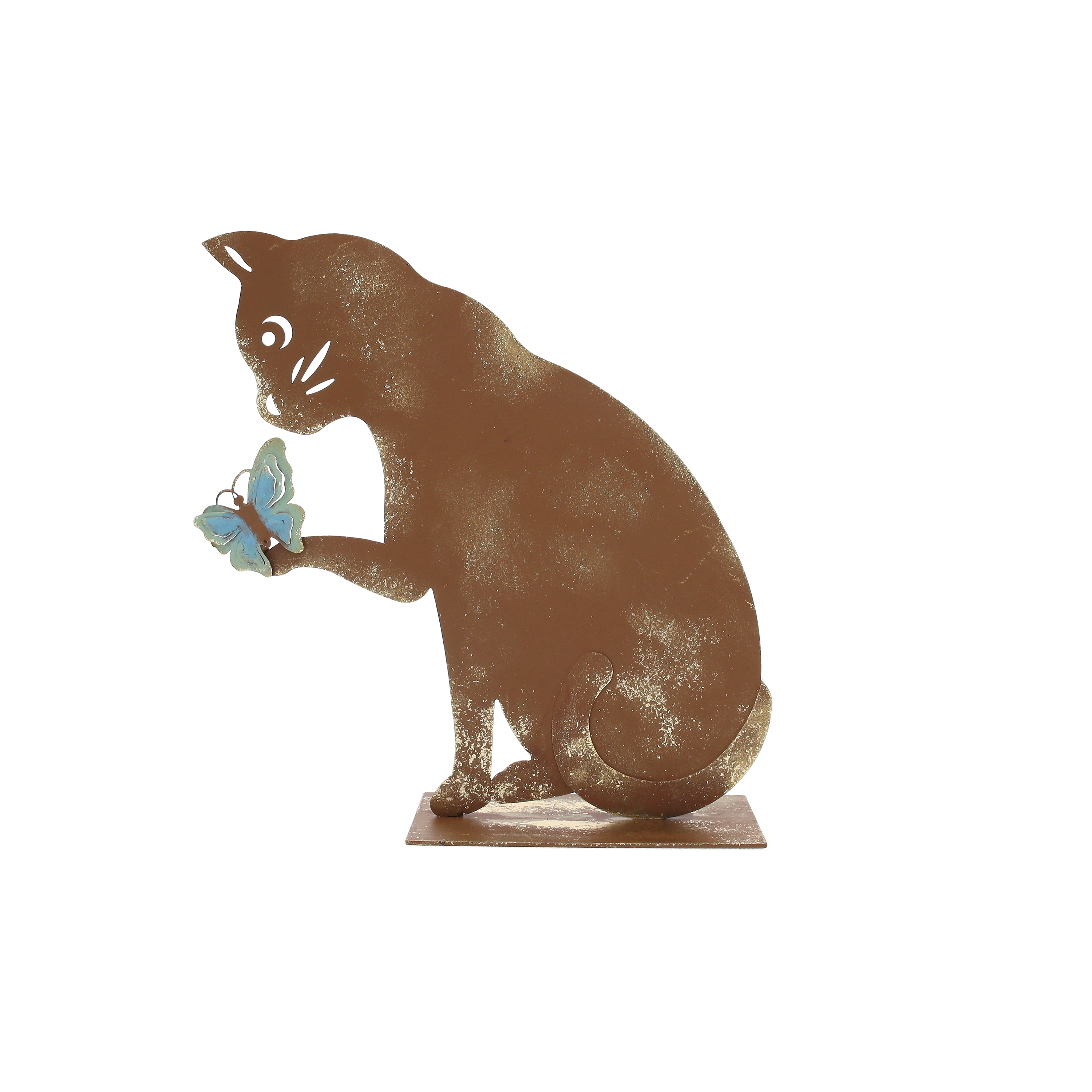 Gatto con farfalla 27x28x8 cm in ferro corten