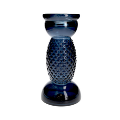 Candelabro diamanti blu cobalto in vetro h 28 d 14 cm