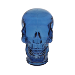 Teschio blu in vetro di riciclo h 27x19x15 cm