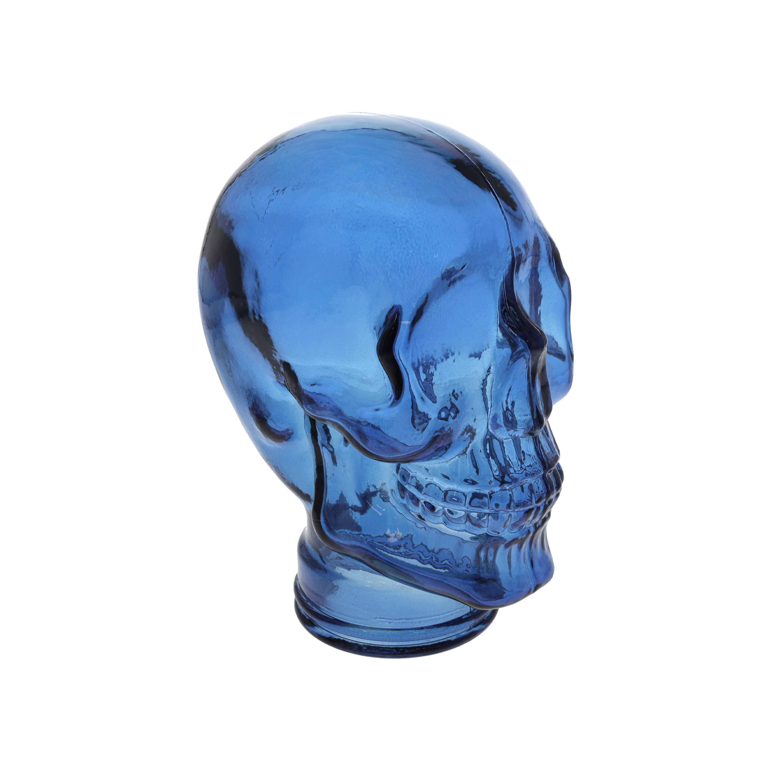 Teschio decorativo vetro blu H27x19x15