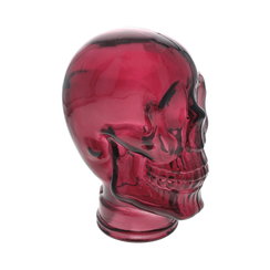Teschio decorativo vetro fucsia H27x19x15