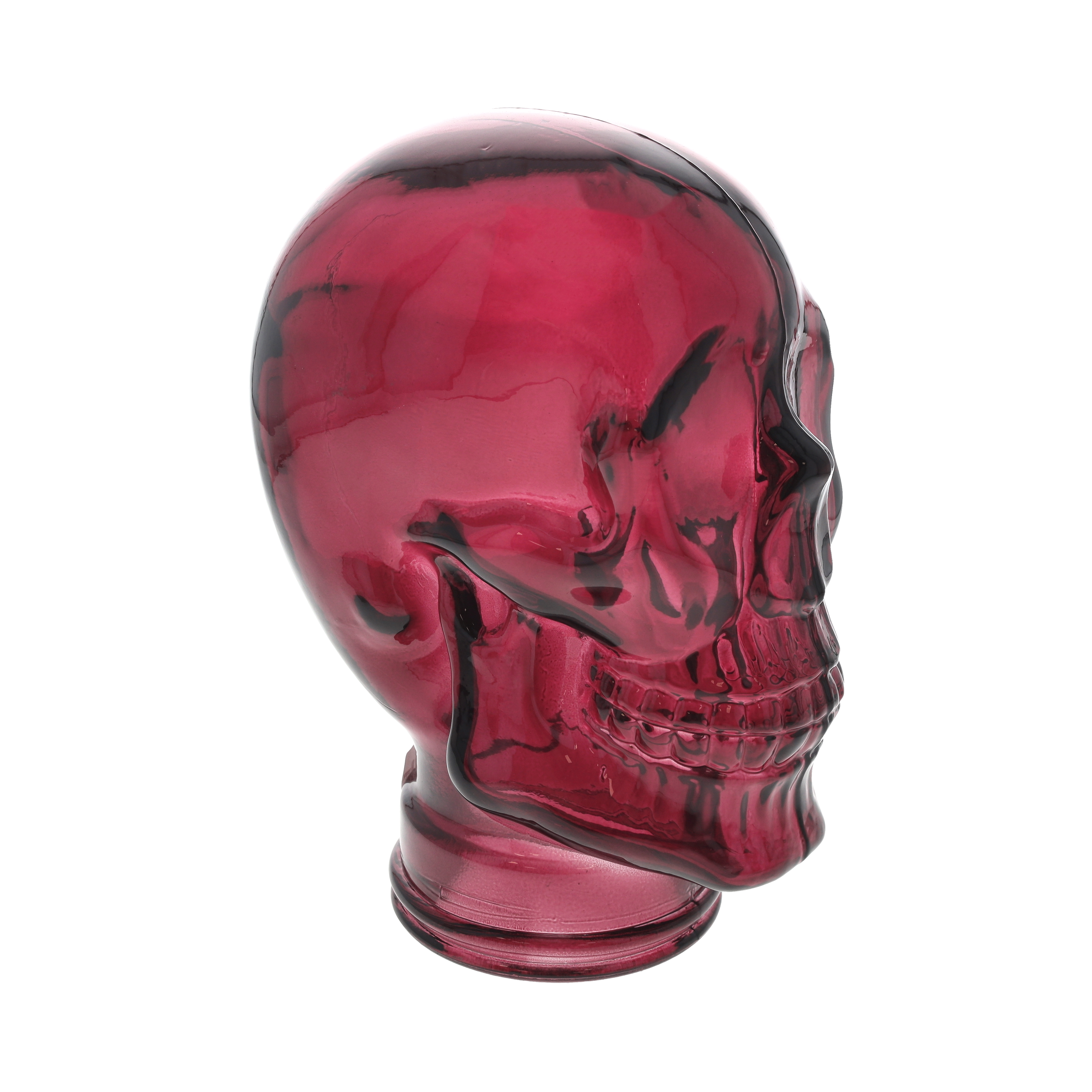 Teschio decorativo vetro fucsia H27x19x15
