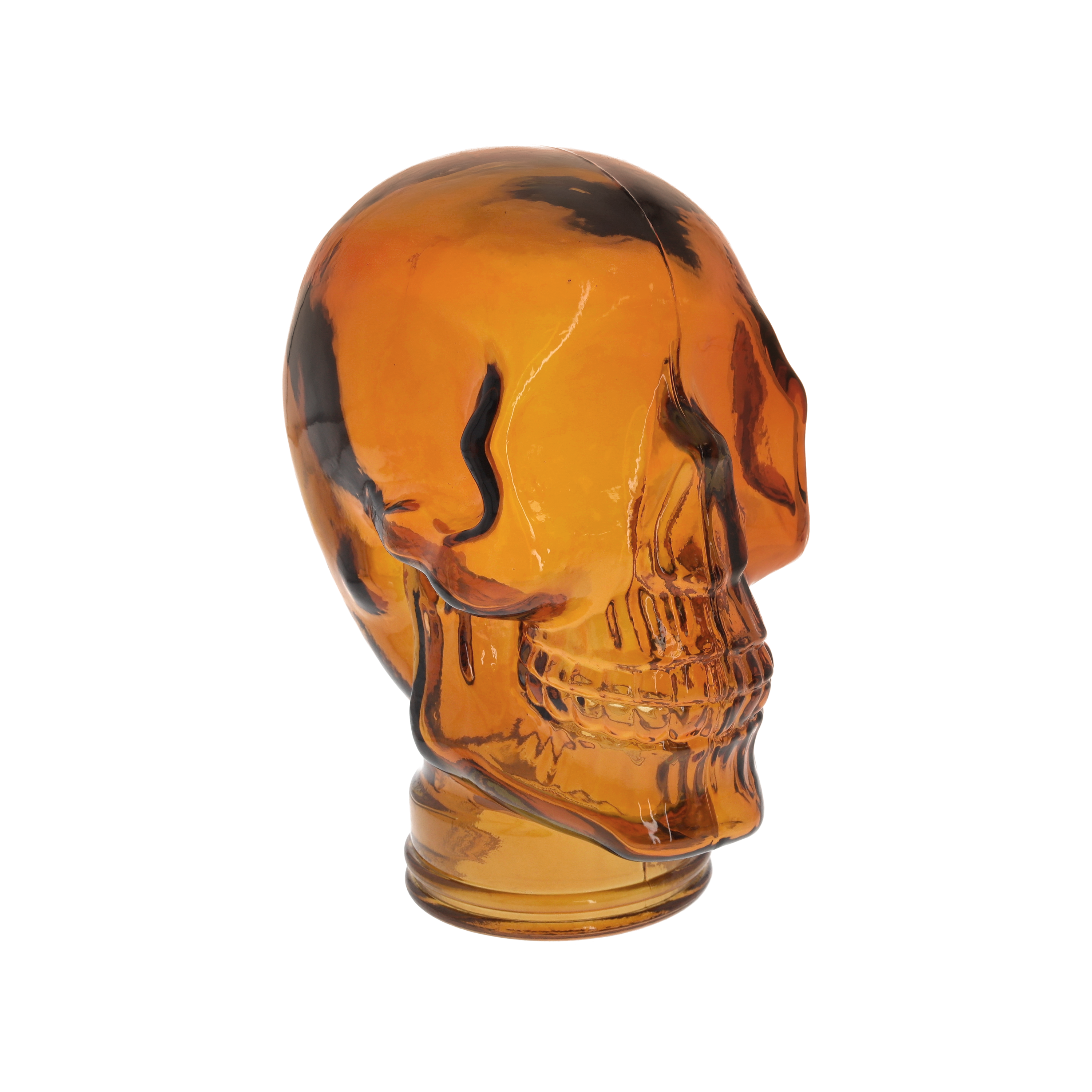 Teschio decorativo vetro riciclato arancio H27x19x15