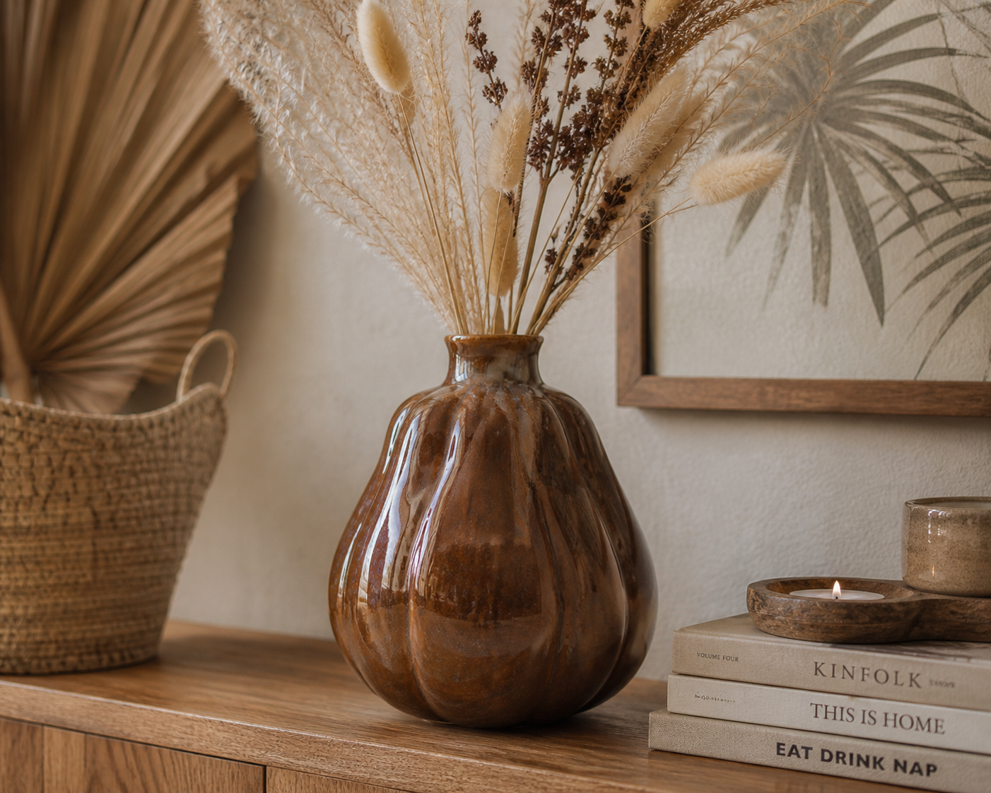 Vaso baccello marrone in ceramica d 25 h 28 cm