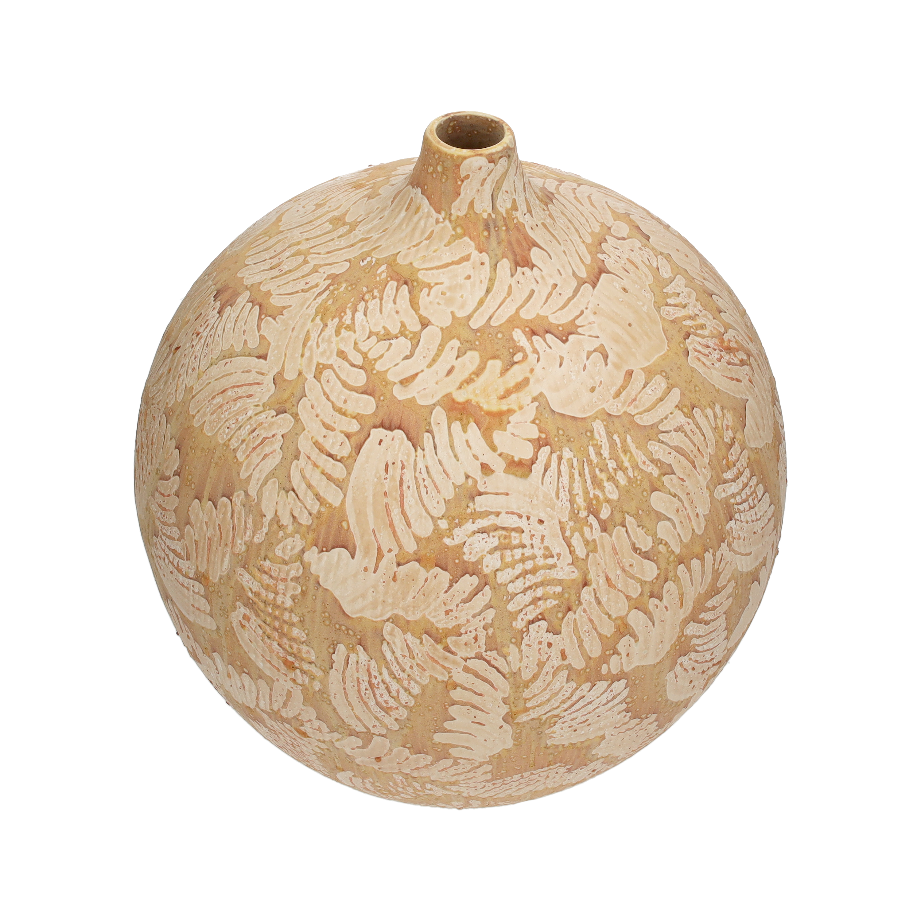 Vaso rotondo alto in ceramica arancione e sabbia d 33 h 36 cm