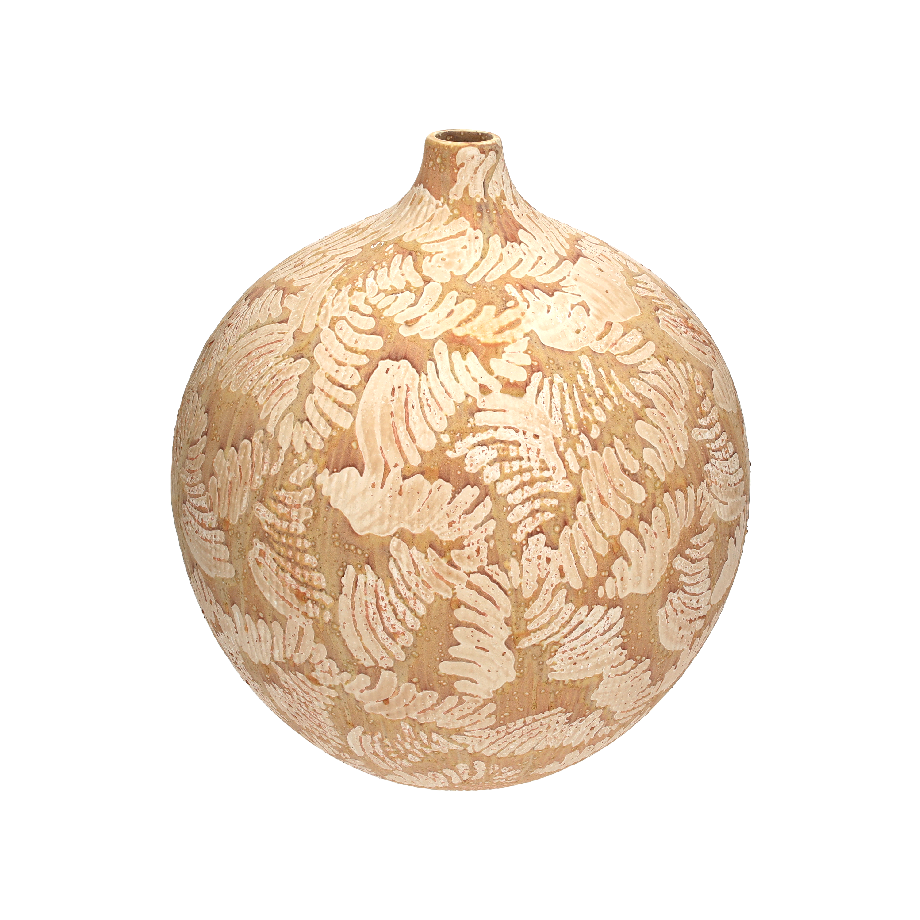 Vaso rotondo alto in ceramica arancione e sabbia d 33 h 36 cm