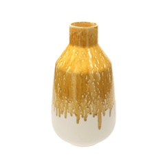 Anfora ocra e bianco in ceramica d 20 h 35 cm