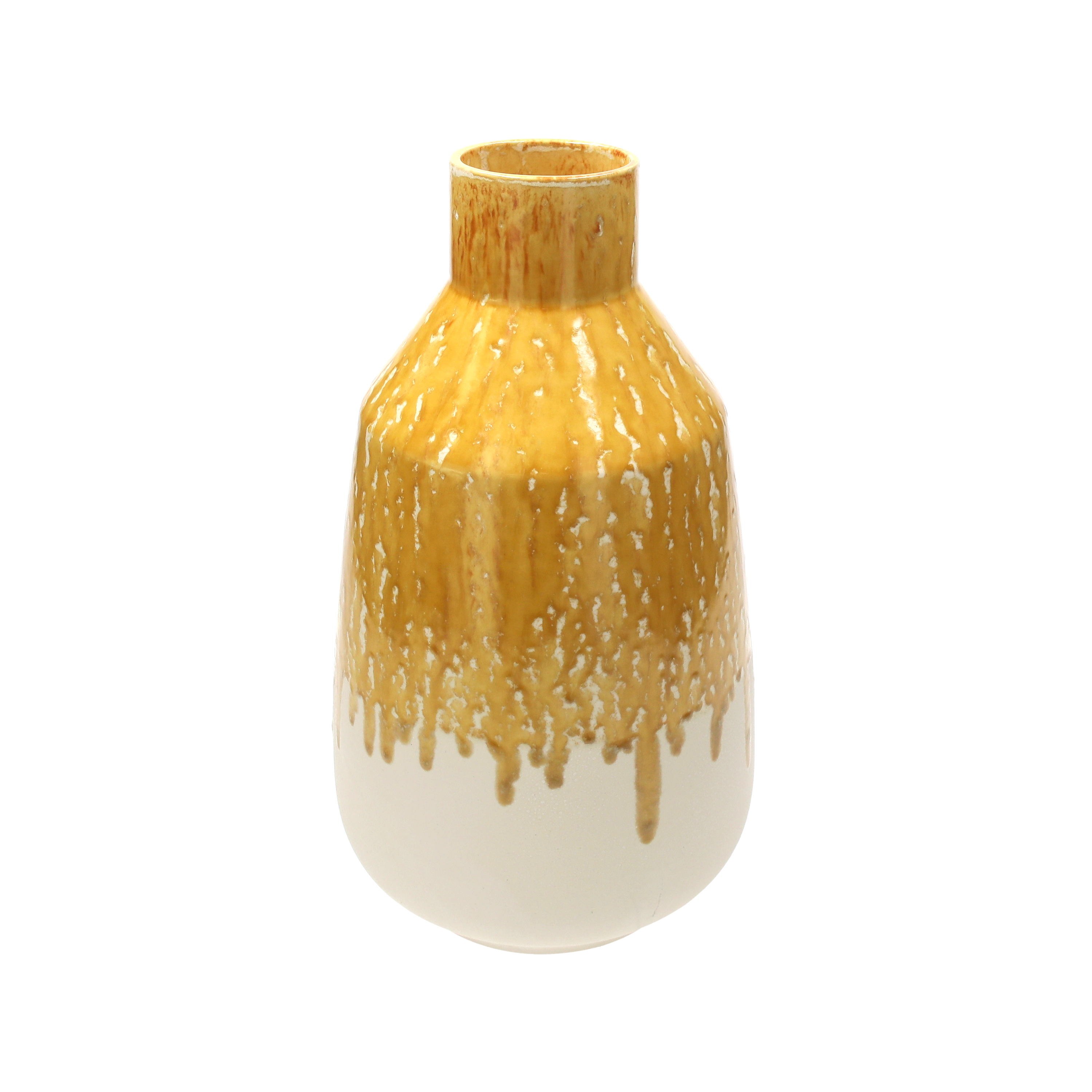 Anfora ocra e bianco in ceramica d 20 h 35 cm