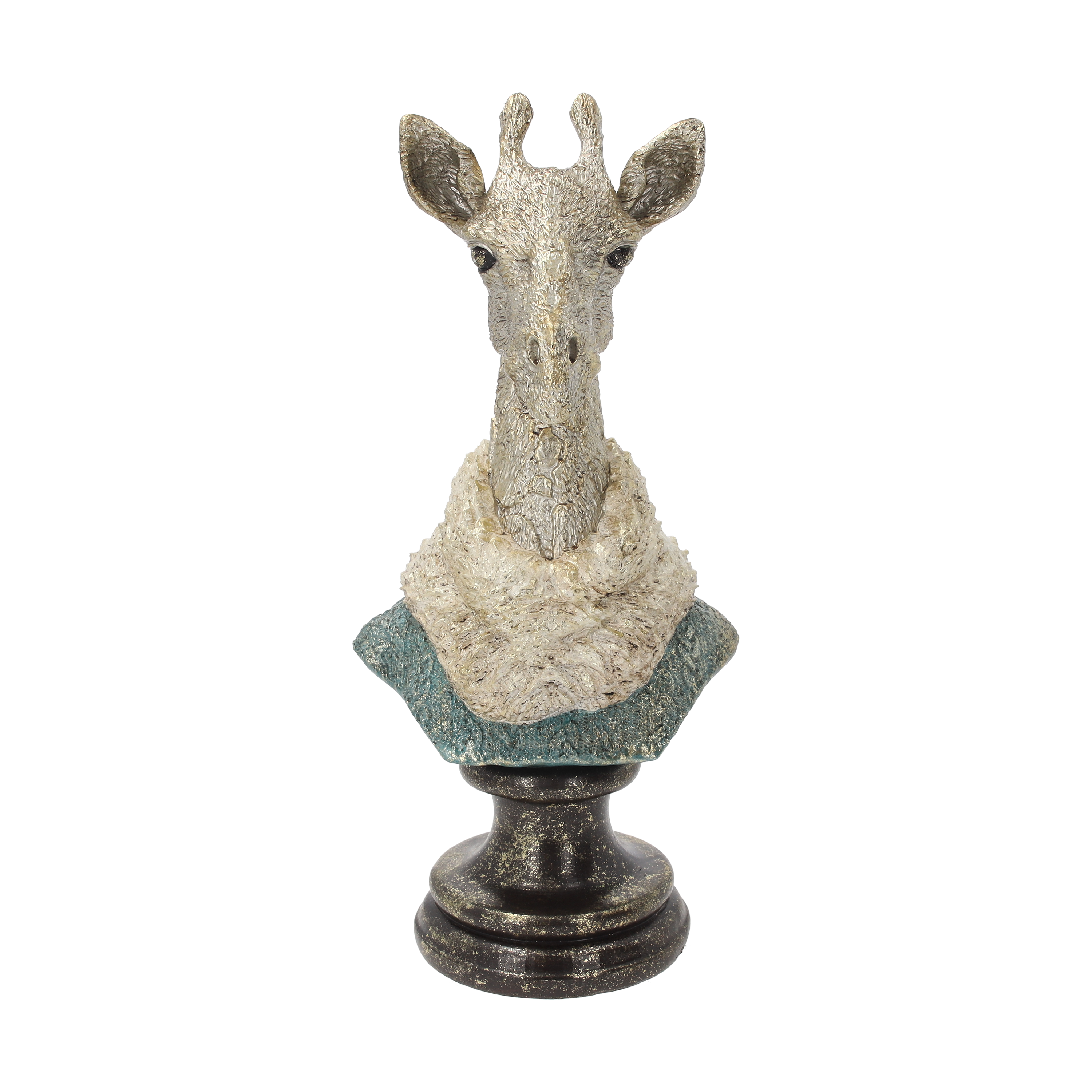 Busto giraffa girl oro in resina h 57 x 29 cm