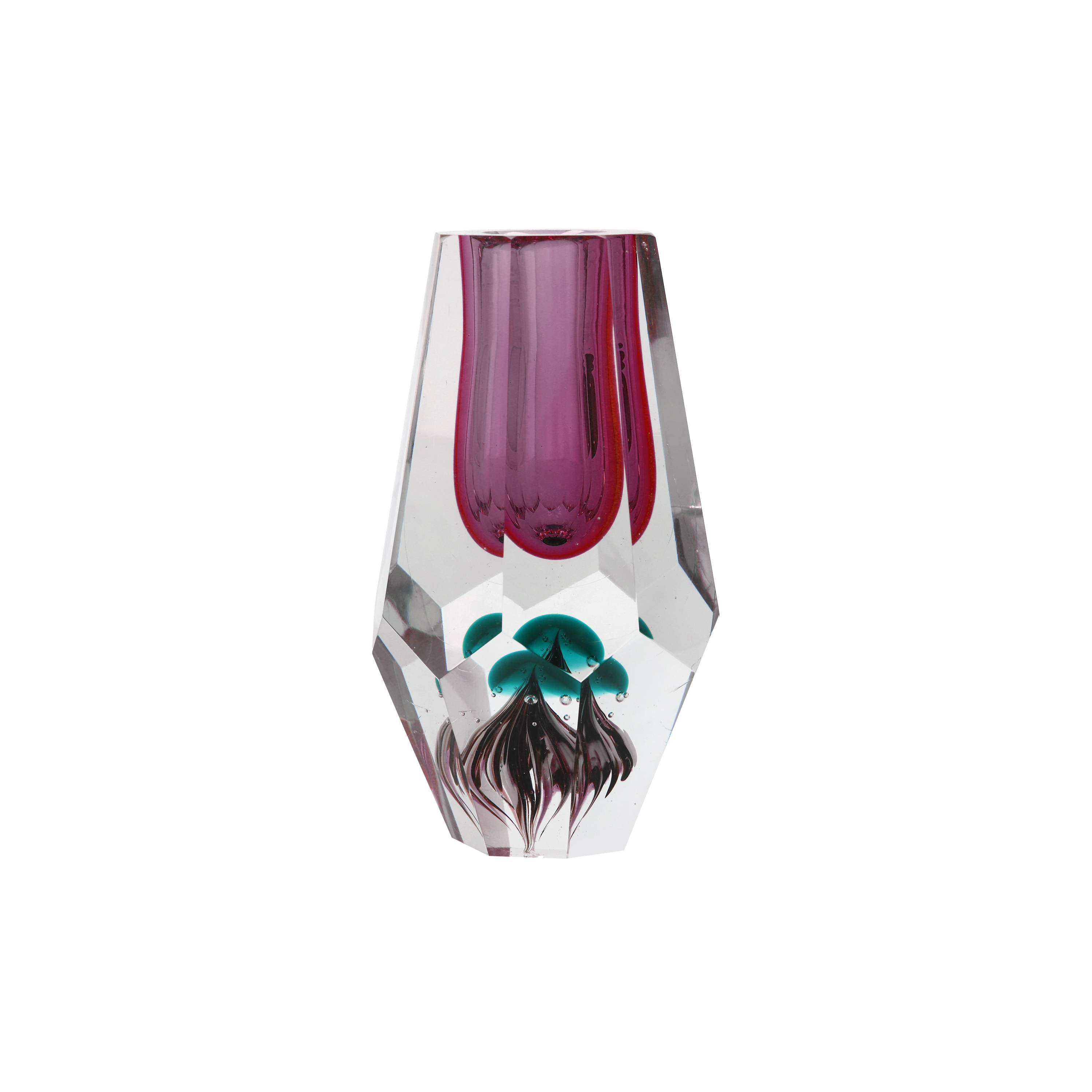 Vaso diamante fucsia in vetro pieno d 11 h 19 cm