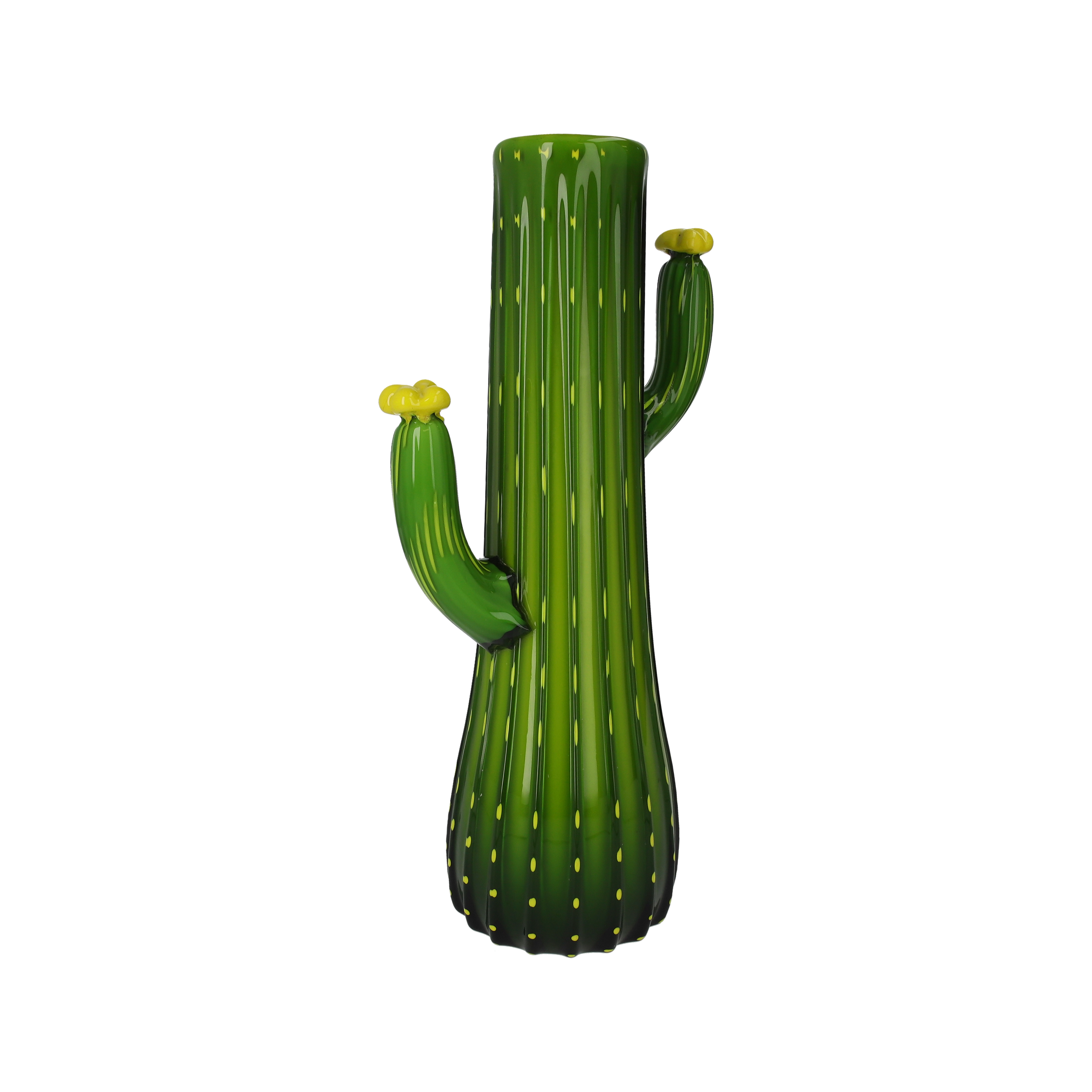 Cactus decorativo in vetro verde esterno giallo interno 19x11x37 H cm