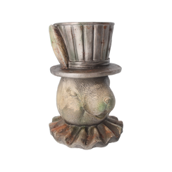 Coniglio con cappello portavaso h 35x24x23 cm in resina