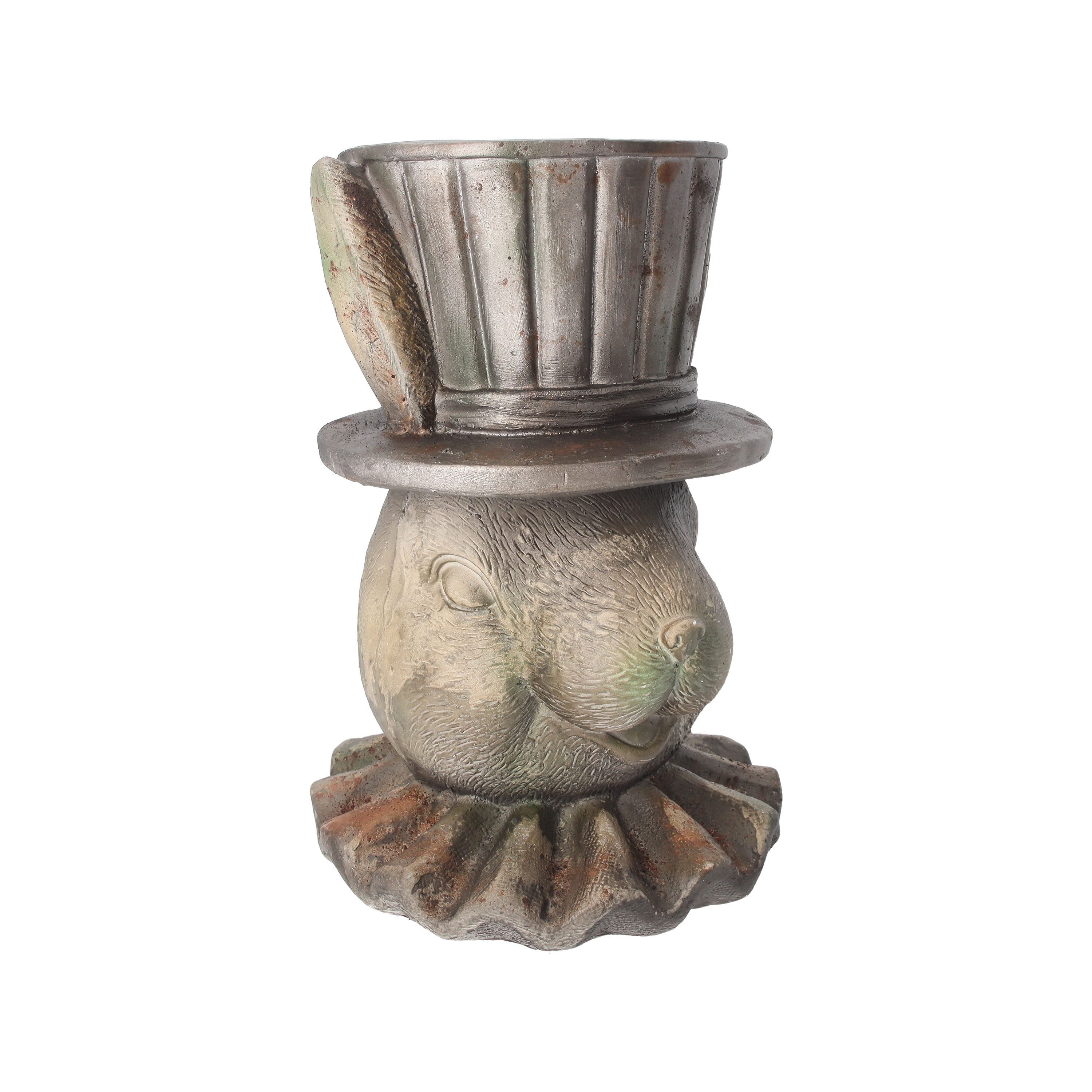 Coniglio con cappello portavaso h 35x24x23 cm in resina