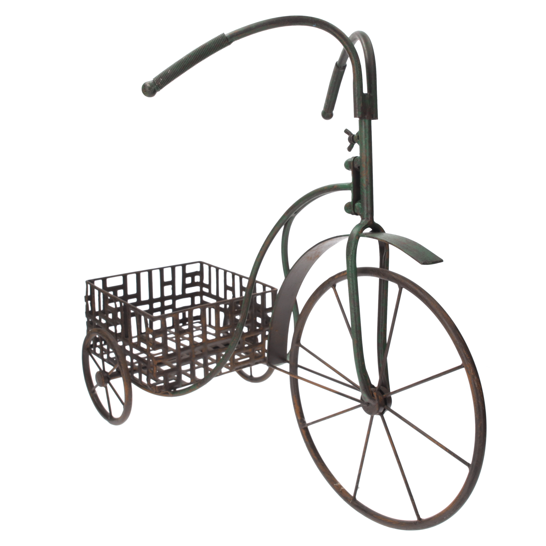 Portapiante triciclo con cesto in ferro marrone scuro h 50x60x26 cm