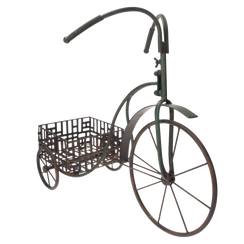 Portapiante triciclo con cesto in ferro marrone scuro h 50x60x26 cm