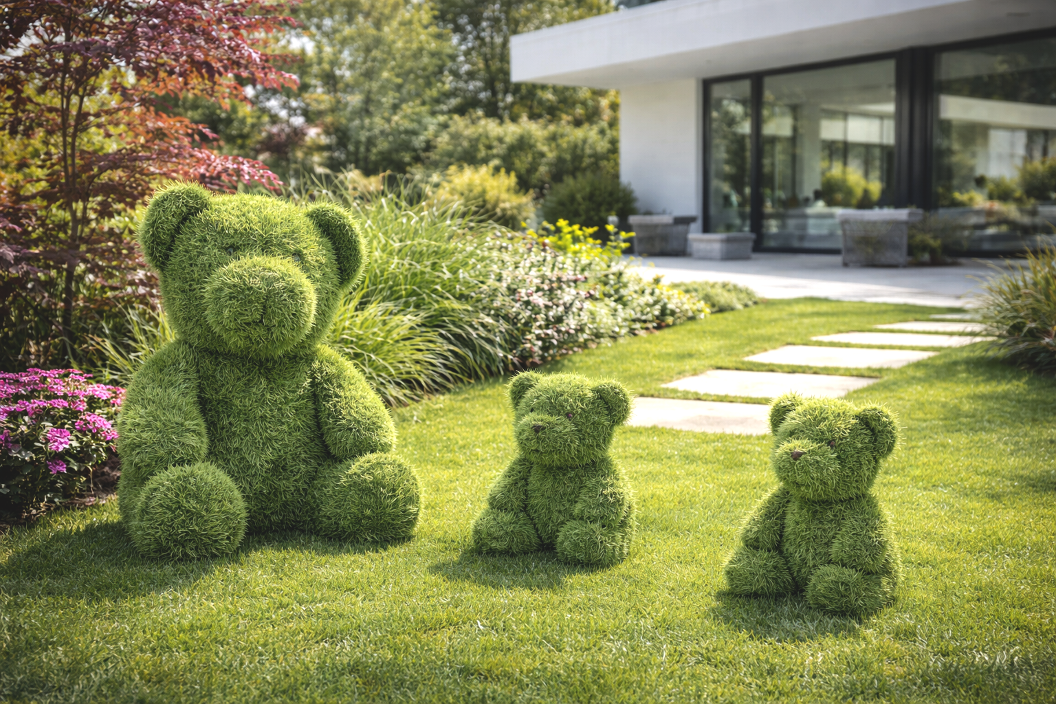 Orso medio h 50x35x30 cm in erba sintetica colore verde